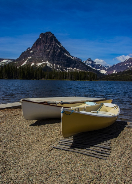 Canoes at St. Mary's Lake